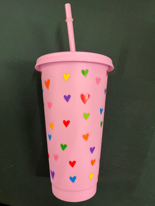 24oz Lilac Hearts Cold Cup