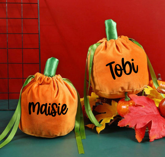 Personalised Velvet Pumpkin Bags