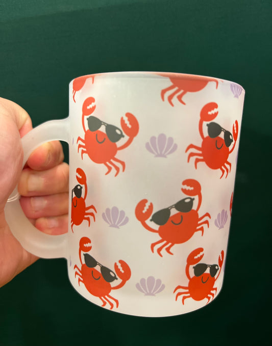 Crab Frosted Glass Mug