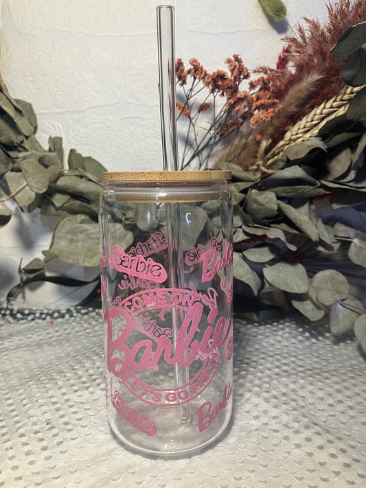 Pink girly 16oz Libbey Glass