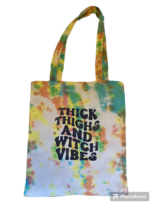 Thick Thighs & Witch Vibes Medium Tie-dye Tote Bag